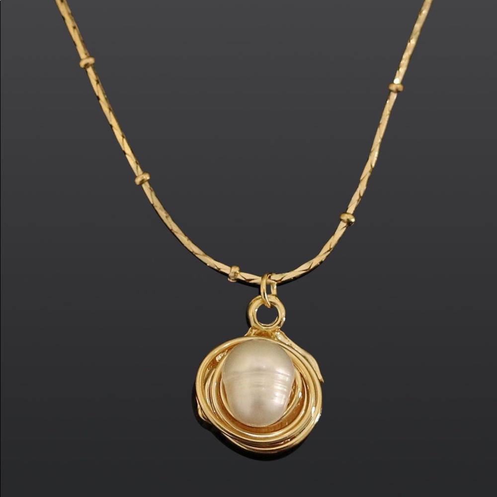 925 chain gold necklace Natural pearl shells sea